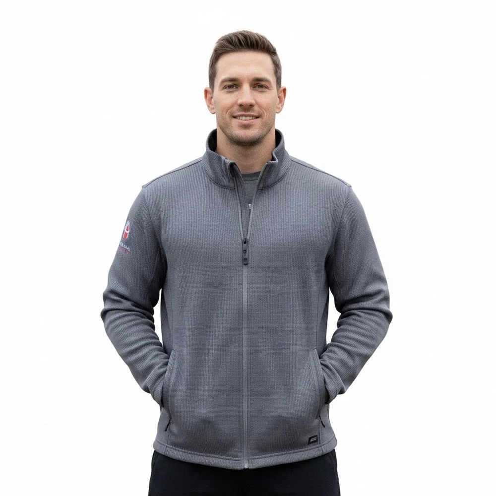 OGIO Grit Jacket Men‎ Fleece Performance Utility Cadet Collar Gray Full Zip XLT